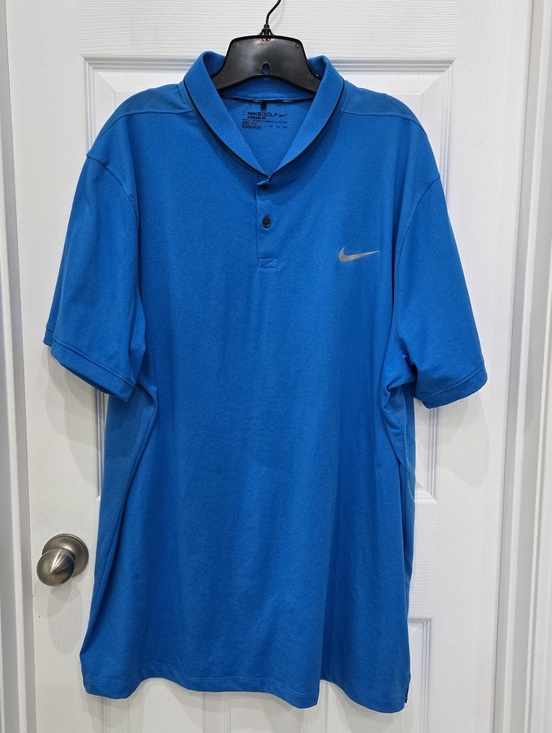 Nike Other - Nike Golf Dri Fit Blue Polo Shirt White Swoosh Stretch Standard FIt Mens XXL